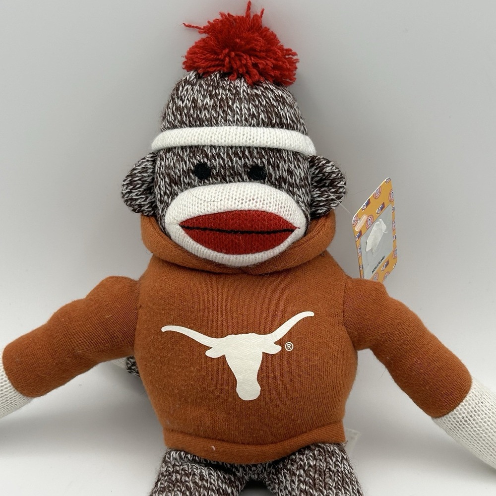 NWT Texas Longhorns Sock Monkey Plush 11in Orange Shirt NCAA Plushland 2011 Gift